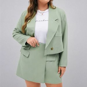 Shein Size 14 blazer green skirt set blazer and skirt only
